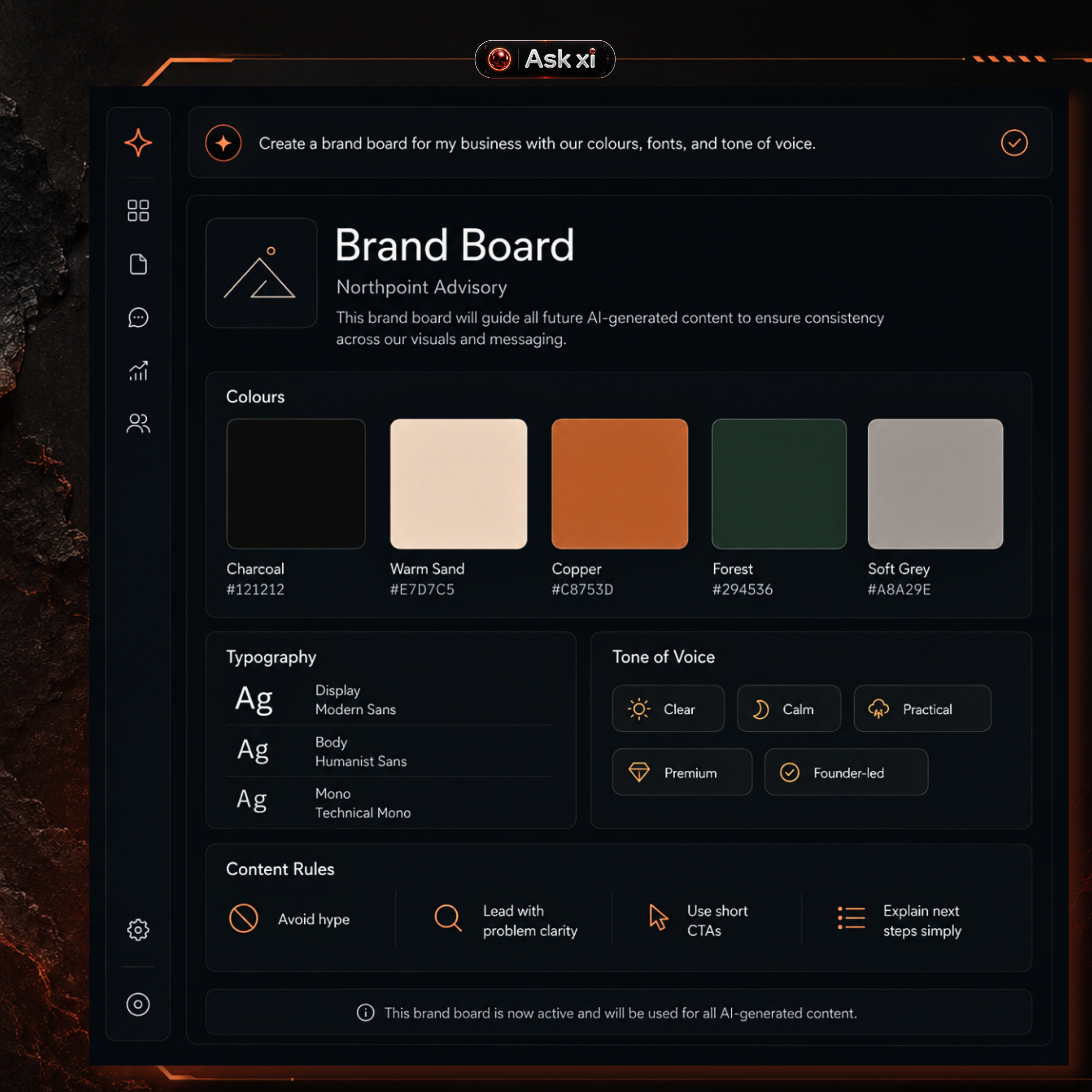 ORBITxi Proof Library screenshot: Create a brand board