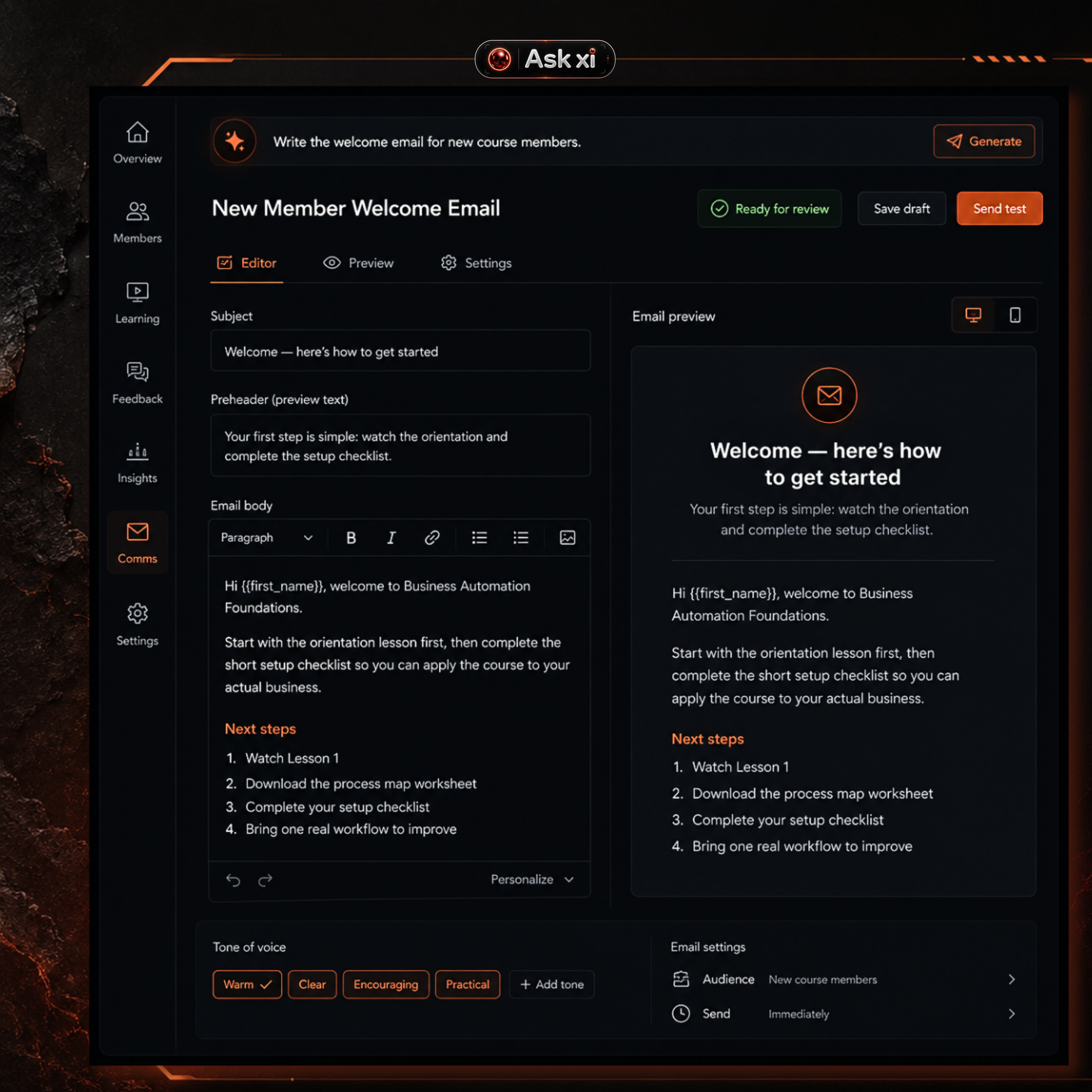 ORBITxi Proof Library screenshot: Welcome members